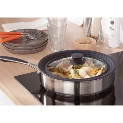 Set 2 Poêles Excell'Inox Et Couvercle Multi-diamètres -Cuisine Soldes Magasin 101012 2 2 Set 2 poeles Excell Inox et couvercle multi diametres Mathon