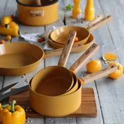 Casserole Ector Induction Aluminium Revêtu Manche En Bois 18 Cm Jaune -Cuisine Soldes Magasin 108003 2 1 Casserole Ector induction aluminium revetu manche en bois 18 cm jaune Ogo