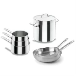 Batterie De Cuisine Tout Inox : 3 Casseroles, 2 Poêles Et 1 Marmite Chef Classic