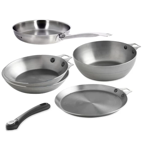 De Buyer Batterie 5 Pièces Avec Manche Amovible Mineral B 3 De Buyer Batterie 5 Pièces Avec Manche Amovible Mineral B