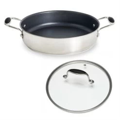 Sauteuse Anti-adhérente Avec Anses Excell’Inox 28 Cm Et Couvercle En Verre