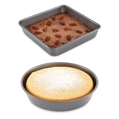 Lot 2 Moules à Manqué Rond Et Carré Acier Revêtement Antiadhérent 23 Cm