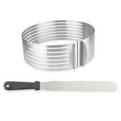 Set Couteau à Génoise Spatule à Glaçage Et Cercle à Trancher Extensible Inox